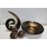 A selection of table ornaments - bowl diameter 40cm