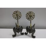 A pair of Art Nouveau period fire dogs - 35.5cm tall