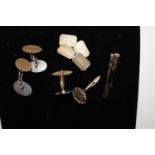 A selection of 9ct gold on silver cufflinks etc