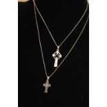 Two Sterling silver crosses on silver chains