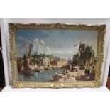 A large gilt framed over painted print - 102x71cm Collection Only
