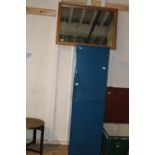 Two blue painted metal cabinets 36cm x 83cm x 50cm. Collection only