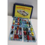 A vintage Matchbox collectors case & contents