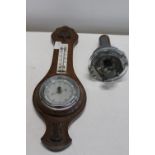A vintage oak cased barometer & scientific instrument