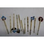 A selection of antique sewing bobbins
