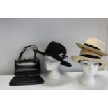 A selection of vintage hats & bags etc