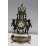 A antique French gilt mantel clock (needs attention) 62cm height, collection only