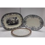 Three antique meat plates