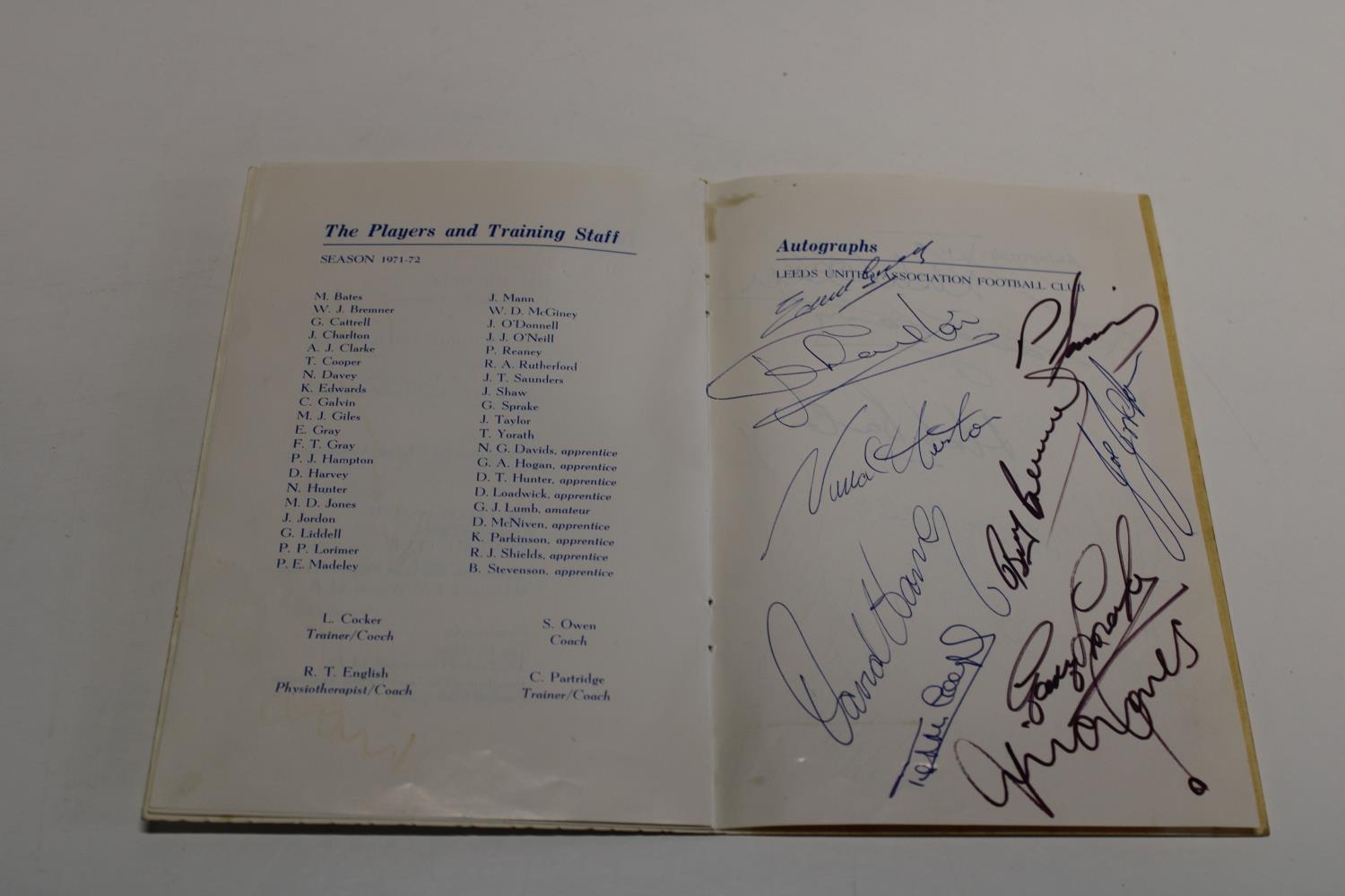 A rare evening dinner menu for the Leeds United squad dated May 6th 1972. For the Cafe Royal - Image 3 of 4