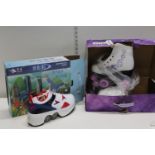 Two new boxed pairs of roller skates/ shoes