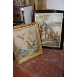 Two framed vintage wool work pictures, Postage unavailable
