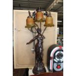 A heavy bronzed classical table lamp, Postage unavailable