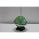 A vintage Saturn green glass & chrome table lamp