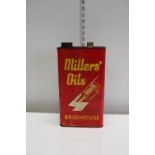 A vintage Millers Oils can
