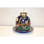 A antique Majolica cheese bell & plate