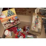 A box of assorted Xmas decorations (some vintage)