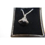 A 925 silver necklace with a black oynx fob pendant