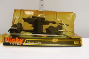 A boxed Dinky 88mm gun 656 (blister pack is damaged)