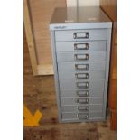 A ten draw Bisley filing cabinet