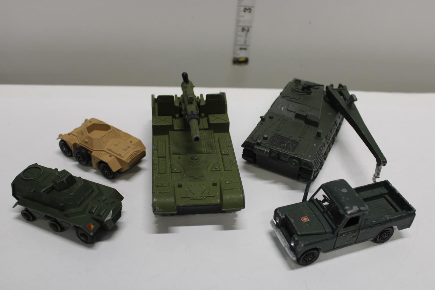 Five Dinky die-cast military models