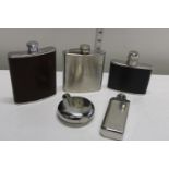 A selection of assorted hip flasks