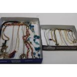 Two trays of costume jewellery