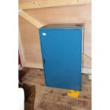 A blue painted metal storage cupboard collectiom only