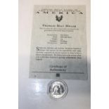 A 925 silver commemorative proof coin