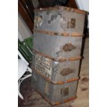 A vintage steamer trunk 93cm x 54cm x 35cm. Collection only