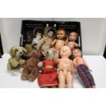 A selection of vintage dolls & teddies