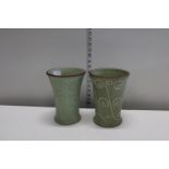 A pair of vintage Denby vases