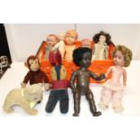 A selection of vintage dolls & teddies inc Chad Valley