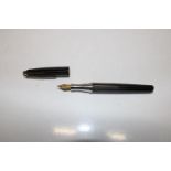 A Johnson & Boswell fountain pen in black enamel & Sterling silver