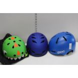 Three safety helmets