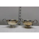 A hallmarked silver two handled sugar bowl & cream jug. Hallmarked for Sheffield 1924. Gross