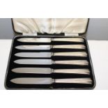 A set of six hallmarked silver handled butter knives. Hallmarked for London 1938.