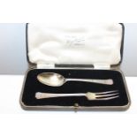 A silver for & spoon set, hallmarked for Sheffield 1932