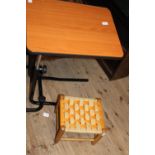 A mobile table & vintage wicker footstool collection only