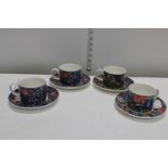 A set of four Dunoon William Morris inspired coffee cups & saucers