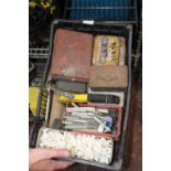 A box of assorted tools & hardware