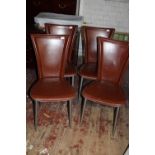 Four designer vintage leather effect dining chairs by Marmorhuset Denmark collection only
