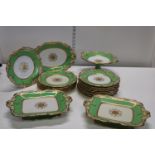 A 19th century Staffordshire porcelain green ground dessert service c1870 Possibly Minton