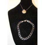 A 925 silver bracelet & silver chain & pendant