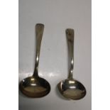 Two hallmarked Georgian silver ladles. 117 grams
