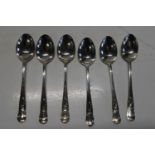 Six hallmarked silver teaspoons. 43 grams