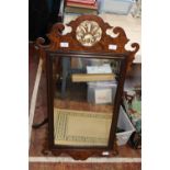 A quality late Victorian wall mirror in mahogany & walnut collection only. 94cm x 51cm