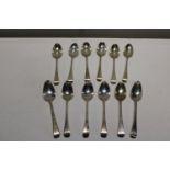 Twelve silver spoons hallmarked for London 1835. 364 grams