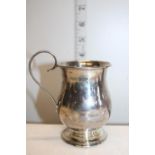 A hallmarked silver tankard. 100 grams