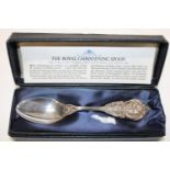 A hallmarked silver commemorative Christening spoon. 31 grams