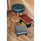 A collection of vintage footstools etc